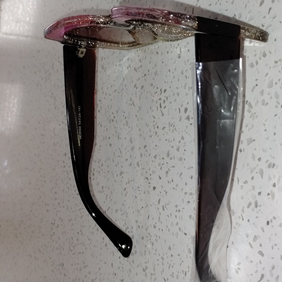 Ladies Square Oversized Framed Sunglasses (Pink/Yellow/Dark Brown Legs) - New! - Picture 4 of 4